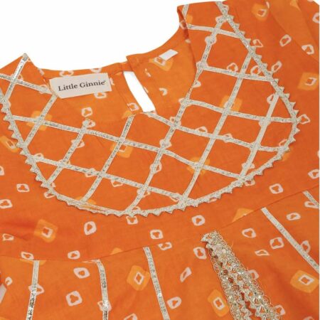 LITTLE GINNIE Cotton Kurta Sharara Set for Girls - Ethnic Suit with Angrakha Neck Style - MultiColor