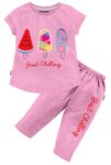 Girl's Cotton Printed Top T-Shirt & Pant/Payjama/Legging/Capri/Skirt Clothing Set -Pack-1