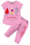 Girl's Cotton Printed Top T-Shirt & Pant/Payjama/Legging/Capri/Skirt Clothing Set -Pack-1