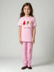 Girl's Cotton Printed Top T-Shirt & Pant/Payjama/Legging/Capri/Skirt Clothing Set -Pack-1