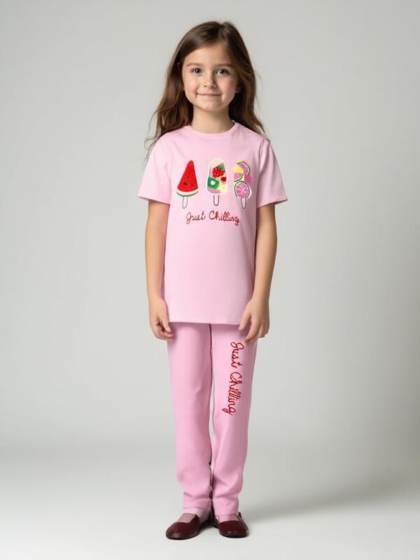 Girl's Cotton Printed Top T-Shirt & Pant/Payjama/Legging/Capri/Skirt Clothing Set -Pack-1