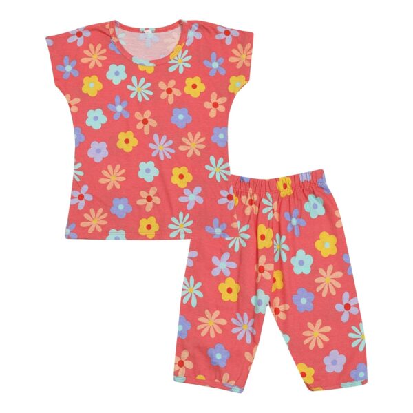Girl's Cotton Printed Top T-Shirt & Pant/Payjama/Legging/Capri/Skirt Clothing Set -Pack-1