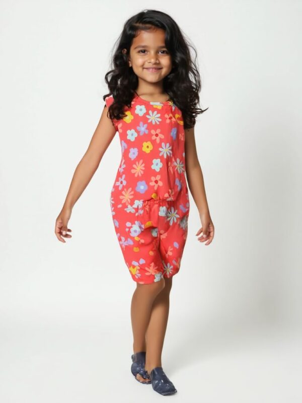 Girl's Cotton Printed Top T-Shirt & Pant/Payjama/Legging/Capri/Skirt Clothing Set -Pack-1