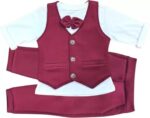 Baby Boys and Girls Solid Cotton Blend Blazer Style T Shirt and Pant Set with Bow Tie Toddlers