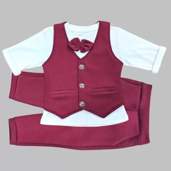 Baby Boys and Girls Solid Cotton Blend Blazer Style T Shirt and Pant Set with Bow Tie Toddlers