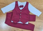 Baby Boys and Girls Solid Cotton Blend Blazer Style T Shirt and Pant Set with Bow Tie Toddlers