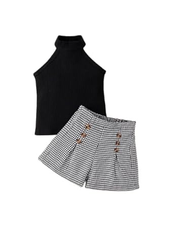 Baby Girls Solid Cotton Blend Style Top and Shorts Set for kids (Black)