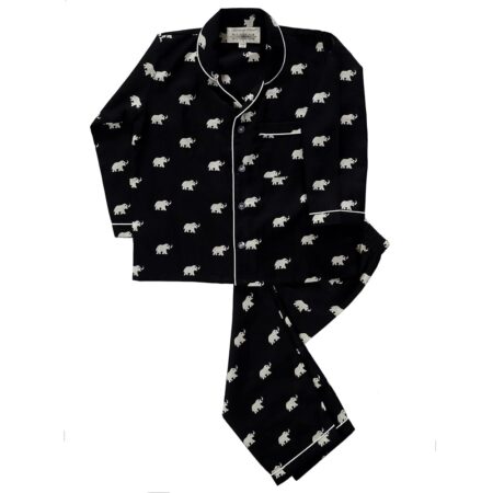 Boy's & Girl's Cotton Block Printed Night Suit Pack of 1 (2-3 Years, Black Elephant)