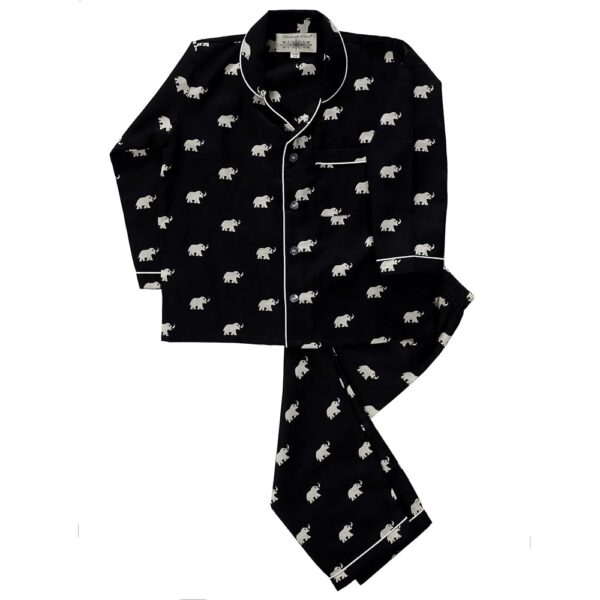 Boy's & Girl's Cotton Block Printed Night Suit Pack of 1 (2-3 Years, Black Elephant)