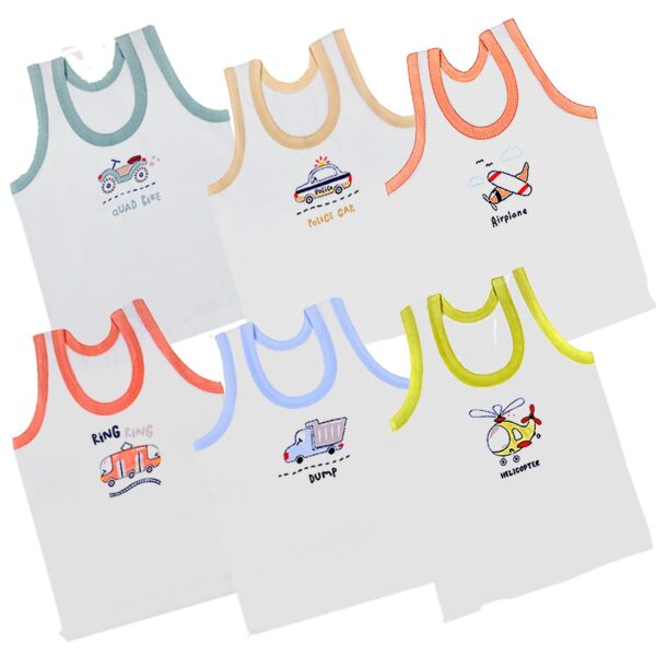 Printed Vest Cotton Inner wear for Baby wear Sleeveless Undershirts for Kids Tank-Tops Toddler Girls/Boys Colors Pack of 6