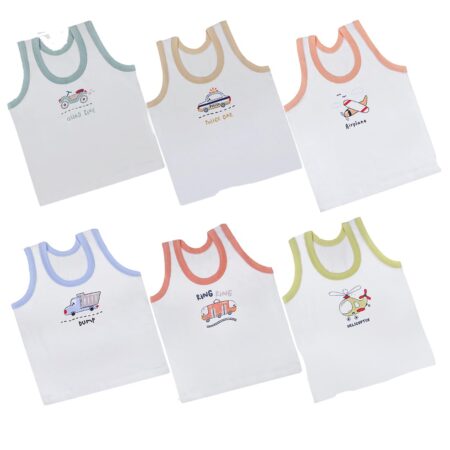 REVOLTEK Printed Vest baniyan Cotton Inner wear for Baby wear Sleeveless Undershirts for Kids Sando ganji Tank-Tops Toddler Girls/Boys Colors Pack of 6