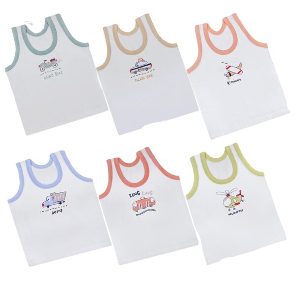 Printed Vest Cotton Inner wear for Baby wear Sleeveless Undershirts for Kids Tank-Tops Toddler Girls/Boys Colors Pack of 6