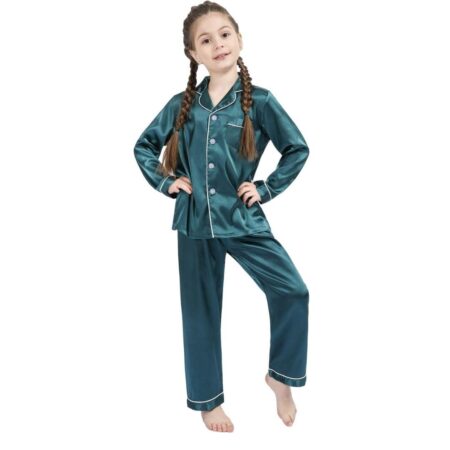 Kid's Pure Satin Full Sleeves Night Suit/Dress for Girls Full Pajama & Top Sleep Suit