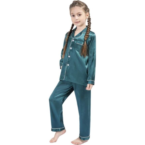 Kid's Pure Satin Full Sleeves Night Suit/Dress for Girls Full Pajama & Top Sleep Suit