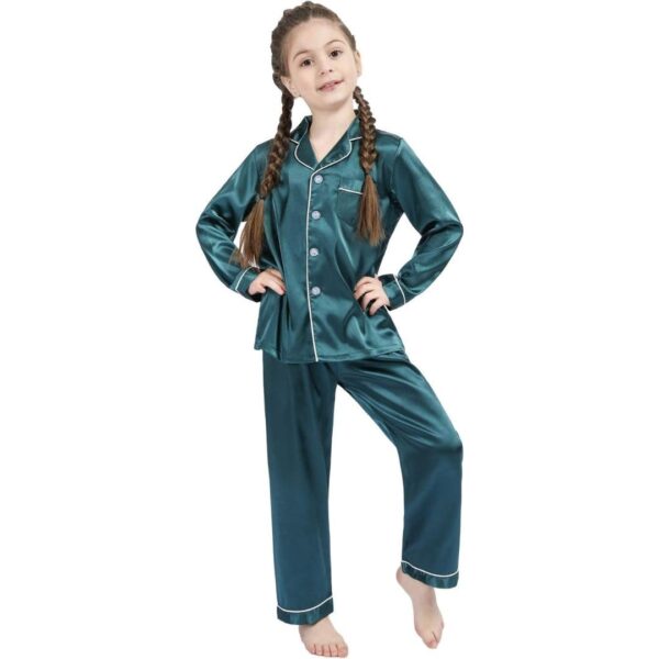 Kid's Pure Satin Full Sleeves Night Suit/Dress for Girls Full Pajama & Top Sleep Suit