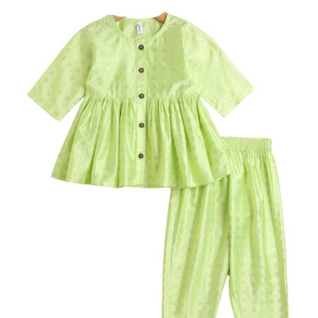Short Kurti Pant Set for Kids Girls, Anarkali Frock Style Kurta Pant, Half Sleeves Gota Lace Suit Salwar Ethnic Dress For Festival