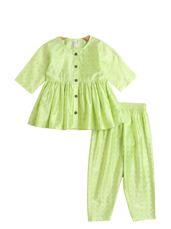 Short Kurti Pant Set for Kids Girls, Anarkali Frock Style Kurta Pant, Half Sleeves Gota Lace Suit Salwar Ethnic Dress For Festival