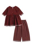 Short Kurti Pant Set for Kids Girls, Anarkali Frock Style Kurta Pant, Half Sleeves Gota Lace Suit Salwar Ethnic Dress For Festival
