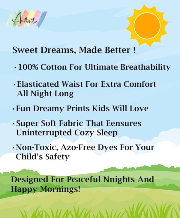 Sleepwear Shorts Set for Girls| Material: 100% Pure Cotton | Fabric: Skin-Friendly, ensuring a Soft Touch on Delicate Skin| Fit: Regular |Age Range: Suitable for Girls...