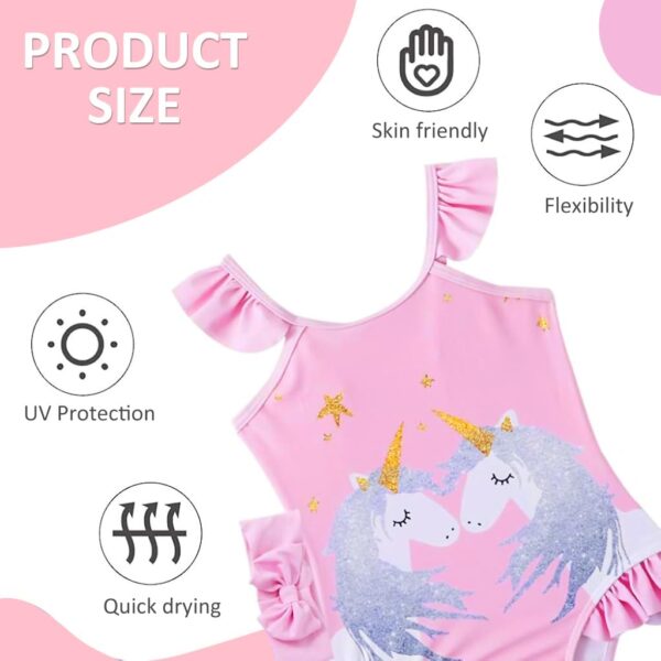 Unicorn Swimming Costume for Kids, One-Piece Skin-Friendly Swim Suit for Kids Girls with Headband Cartoon Swimming Suit for Outdoor Seaside for 1-2 Years Old...