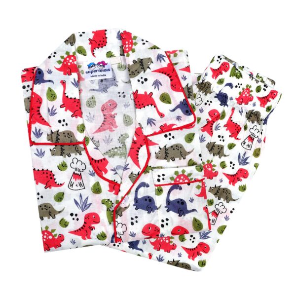 Baby Girl and Baby Boy Animal Print Cotton Full Sleeves Night Suit Shirt and Pant