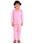 Cotton Blend Thermal Relaxed Night Suit - Full Sleeves, Printed, Collared Neck, Winter Wear For Girls, Boy's, Kids