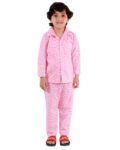 Cotton Blend Thermal Relaxed Night Suit - Full Sleeves, Printed, Collared Neck, Winter Wear For Girls, Boy's, Kids
