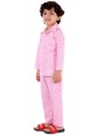 Cotton Blend Thermal Relaxed Night Suit - Full Sleeves, Printed, Collared Neck, Winter Wear For Girls, Boy's, Kids