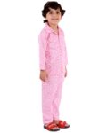 Cotton Blend Thermal Relaxed Night Suit - Full Sleeves, Printed, Collared Neck, Winter Wear For Girls, Boy's, Kids