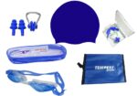 Swimming Kit for Girls with 1 Swimming Costume | Swim Suit | Swimwear | Swimming Dress Goggles Cap Ear Plug Nose Clip with Free KIT Bag (Multicolor)
