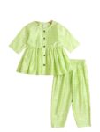 Short Kurti Pant Set for Kids Girls, Anarkali Frock Style Kurta Pant, Half Sleeves Gota Lace Suit Salwar Ethnic Dress For Festival