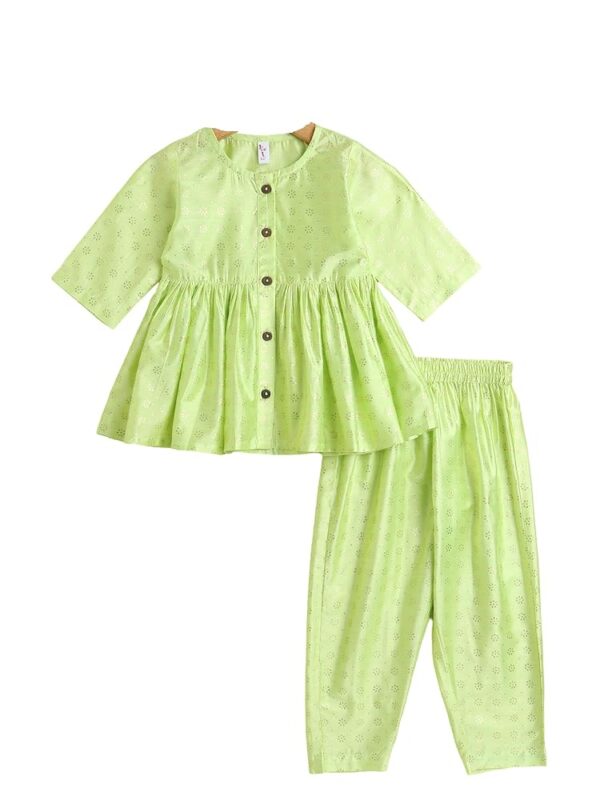 Short Kurti Pant Set for Kids Girls, Anarkali Frock Style Kurta Pant, Half Sleeves Gota Lace Suit Salwar Ethnic Dress For Festival