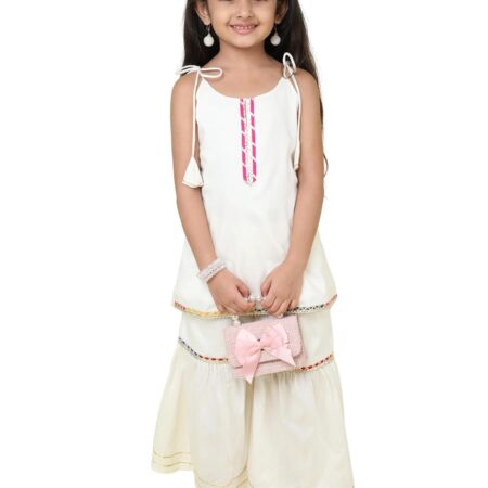 The Magic Wand Sharara Kurta Pant Set for Kids Baby Girls, Printed Traditional Ethnic Kurti Suit Set, Embellished Dress Festivals, Weddings, Party
