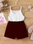 Three Piece Dress for Girls Jacket Top and Shorts Cotton Open Front Suits Set