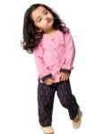 Baby Girls Dresses Cotton Clothes Top Pant Set 1 To 4 Years Pink Purple Kids Full Sleeve Summer Wear Children Birthday Party Style Outfit
