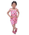 BabyGirl's Crop Cami Top & Ditsy Pink Fish Designer Layered Skirt Set for Baby Girls. (6 Month to 5 Year)