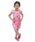 BabyGirl's Crop Cami Top & Ditsy Pink Fish Designer Layered Skirt Set for Baby Girls. (6 Month to 5 Year)