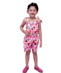BabyGirl's Crop Cami Top & Ditsy Pink Fish Designer Layered Skirt Set for Baby Girls. (6 Month to 5 Year)