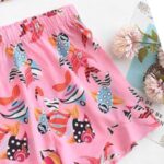 BabyGirl's Crop Cami Top & Ditsy Pink Fish Designer Layered Skirt Set for Baby Girls. (6 Month to 5 Year)