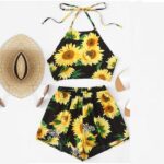BabyGirl's Unique Yellow Floral Design Crop Top Sleeveless and Shorts for Kids.. (6 Month to 6 Year)