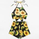 BabyGirl's Unique Yellow Floral Design Crop Top Sleeveless and Shorts for Kids.. (6 Month to 6 Year)