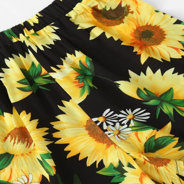 BabyGirl's Unique Yellow Floral Design Crop Top Sleeveless and Shorts for Kids.. (6 Month to 6 Year)