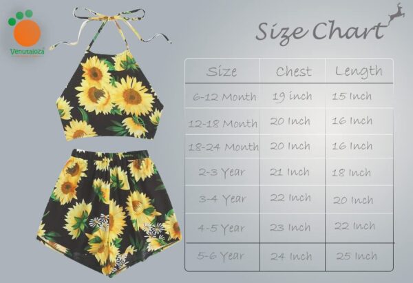 BabyGirl's Unique Yellow Floral Design Crop Top Sleeveless and Shorts for Kids.. (6 Month to 6 Year)