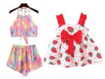 Off-white and red (Combo Pack of 2) Cotton Awesome Design Frock Kids