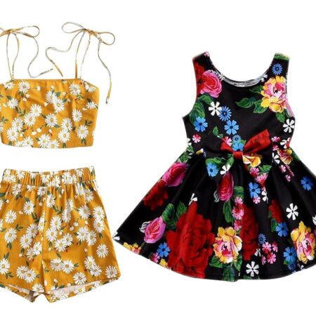 Yellow and colorful (Combo Pack of 2) Cotton Awesome Design Frock Kids