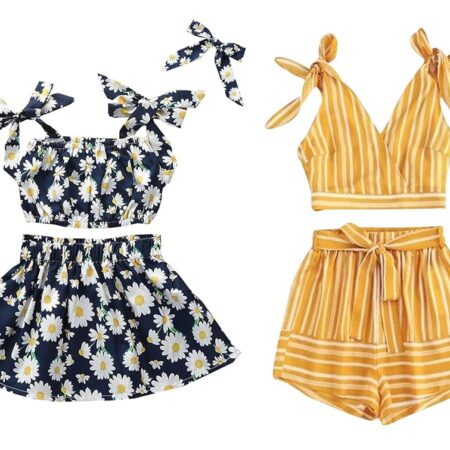 Yellow and black (Combo Pack of 2) Cotton Awesome Design Frock Kids