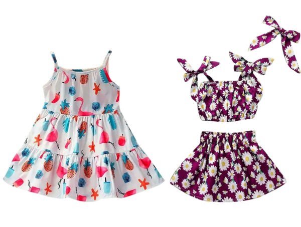 Pink floral skirt (Combo Pack of 2) Cotton Awesome Design Frock Kids