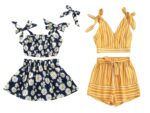 Yellow and black (Combo Pack of 2) Cotton Awesome Design Frock Kids