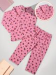 Cartoon Printed Cotton Night Suit | Sleep Wear | Boys Girls Full Sleeves T-Shirt with Trouser | Night Dress | Sleepsuit for Baby | Bottom Pyjama Set for Kids
