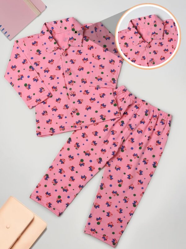 Cartoon Printed Cotton Night Suit | Sleep Wear | Boys Girls Full Sleeves T-Shirt with Trouser | Night Dress | Sleepsuit for Baby | Bottom Pyjama Set for Kids